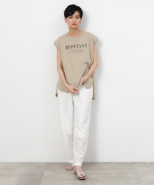 OPAQUE.CLIP（オペークドットクリップ）の「◆UV フレンチスリーブロゴTシャツ【洗濯機洗い可】（Tシャツ/カットソー・レディース・ホワイト/チャコールグレー/ライトベージュ・36/40/38）」の14枚目の写真