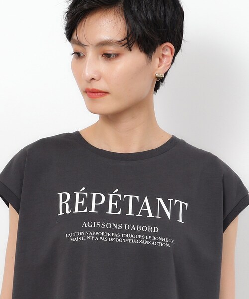 OPAQUE.CLIP（オペークドットクリップ）の「◆UV フレンチスリーブロゴTシャツ【洗濯機洗い可】（Tシャツ/カットソー・レディース・ホワイト/チャコールグレー/ライトベージュ・36/40/38）」の19枚目の写真