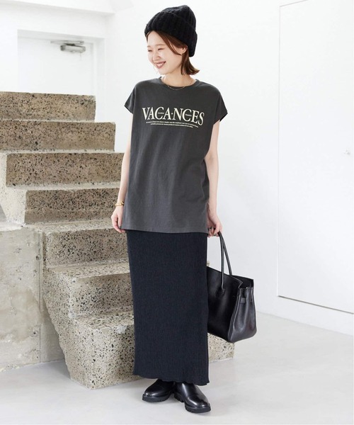SLOBE IENA(スローブイエナ)の「《追加》VACANCESロゴフレンチTEE(Tシャツ/カットソー・レディース・チャコールグレー/アイボリー/カーキ・FREE)」の4枚目の写真