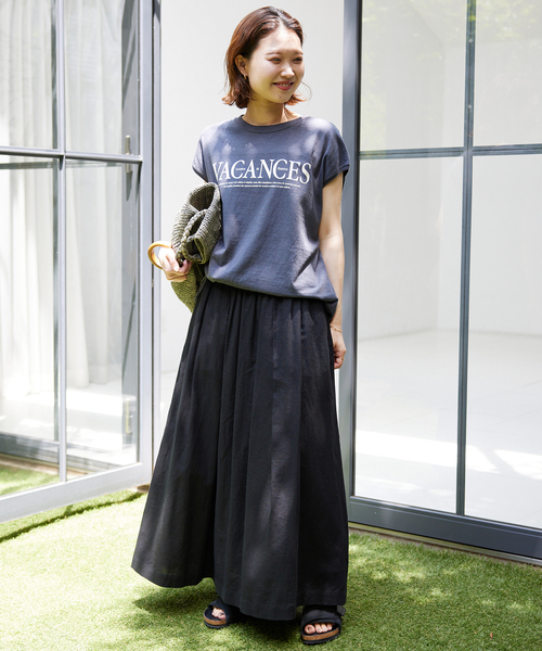 SLOBE IENA(スローブイエナ)の「《追加》VACANCESロゴフレンチTEE(Tシャツ/カットソー・レディース・チャコールグレー/アイボリー/カーキ・FREE)」の8枚目の写真