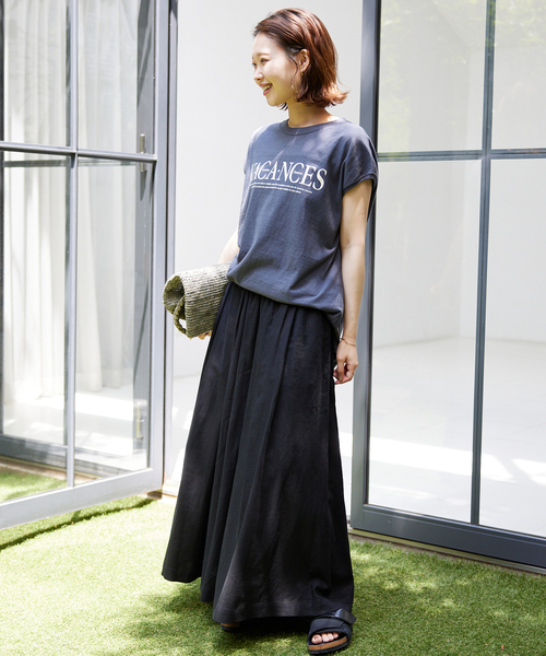 SLOBE IENA(スローブイエナ)の「《追加》VACANCESロゴフレンチTEE(Tシャツ/カットソー・レディース・チャコールグレー/アイボリー/カーキ・FREE)」の9枚目の写真