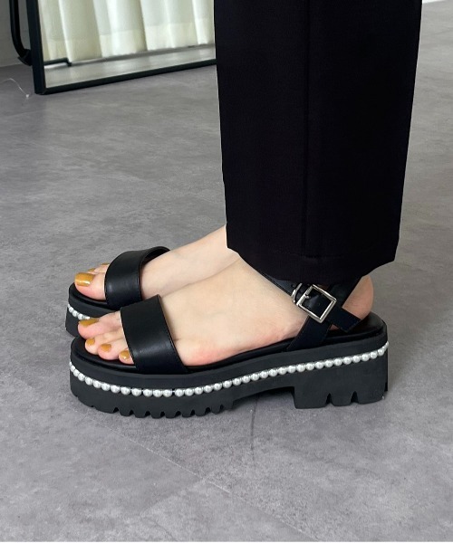 prose verse（プロズヴェール）の「パールヒール厚底サンダル（サンダル・レディース・ブラック・SMALL/MEDIUM/LARGE）」の3枚目の写真