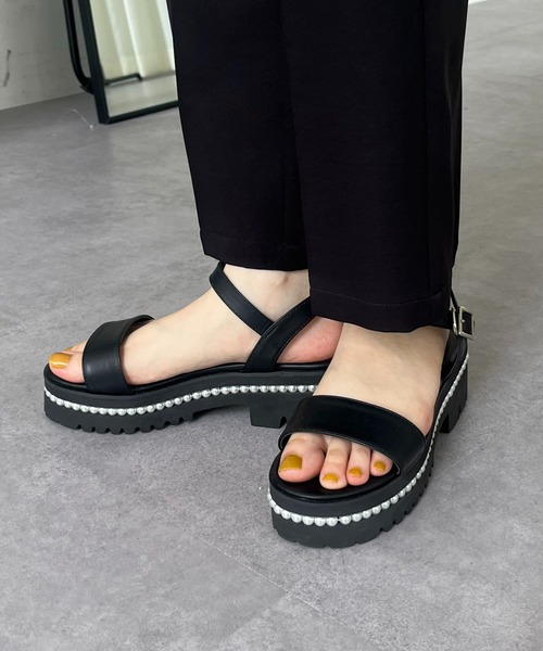 prose verse（プロズヴェール）の「パールヒール厚底サンダル（サンダル・レディース・ブラック・SMALL/MEDIUM/LARGE）」の4枚目の写真