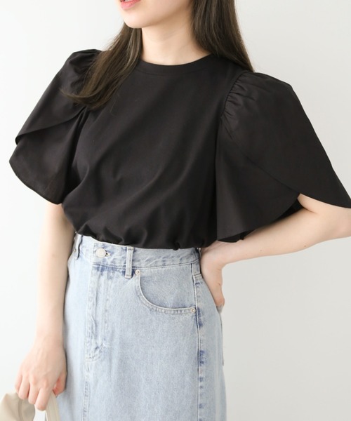 Sugar spoon(シュガースプーン)の「・SUGAR SPOON チューリップスリーブTEE(Tシャツ/カットソー・レディース・ライトグリーン/ライトグレー/オフホワイト/ブラック・FREE)」の2枚目の写真