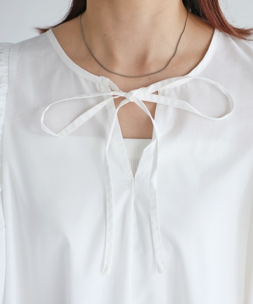 Riberry（リベリー）の「フロントリボン袖バルーンワンピース（ワンピース・レディース・ブラック/オフホワイト・MEDIUM）」の10枚目の写真