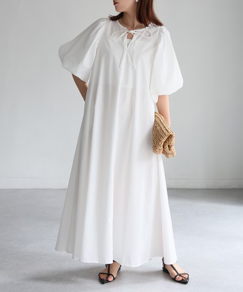 Riberry（リベリー）の「フロントリボン袖バルーンワンピース（ワンピース・レディース・ブラック/オフホワイト・MEDIUM）」の14枚目の写真