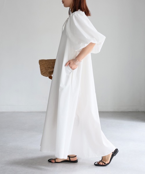 Riberry（リベリー）の「フロントリボン袖バルーンワンピース（ワンピース・レディース・ブラック/オフホワイト・MEDIUM）」の3枚目の写真