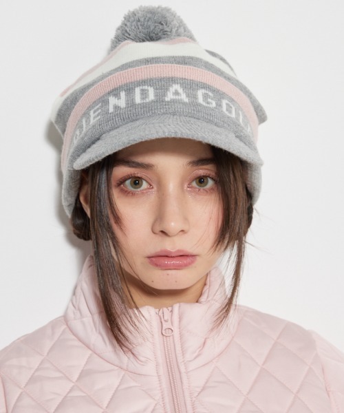 RIENDA GOLF(リエンダゴルフ)の「【RIENDA GOLF】 ボンボンロゴニットキャップ リエンダゴルフ(キャップ・レディース・ブラック/グレー/ホワイト・FREE)」の3枚目の写真