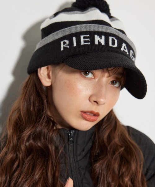 RIENDA GOLF(リエンダゴルフ)の「【RIENDA GOLF】 ボンボンロゴニットキャップ リエンダゴルフ(キャップ・レディース・ブラック/グレー/ホワイト・FREE)」の1枚目の写真