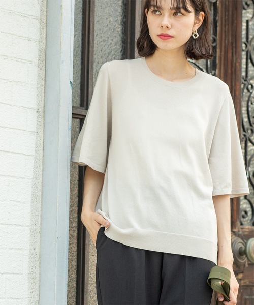 OPAQUE.CLIP(オペークドットクリップ)の「◆《6color》クールタッチフレアスリーブニット【洗濯機洗い可/UVケア/接触冷感/抗ピル】(ニット/セーター・レディース・ブラック/ブルー系その他/ライトベージュ/ダークブラウン系2/スモーキーグリーン系/ベージュ系その他5・40/38/42/36)」の22枚目の写真