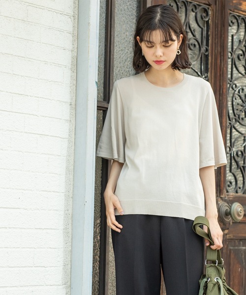 OPAQUE.CLIP(オペークドットクリップ)の「◆《6color》クールタッチフレアスリーブニット【洗濯機洗い可/UVケア/接触冷感/抗ピル】(ニット/セーター・レディース・ブラック/ブルー系その他/ライトベージュ/ダークブラウン系2/スモーキーグリーン系/ベージュ系その他5・40/38/42/36)」の21枚目の写真