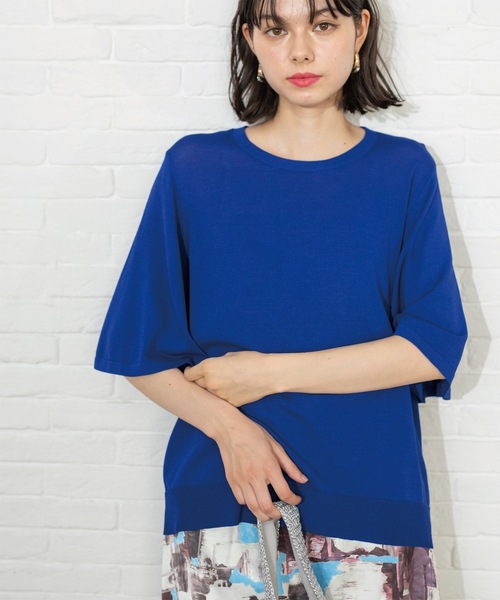 OPAQUE.CLIP(オペークドットクリップ)の「◆《6color》クールタッチフレアスリーブニット【洗濯機洗い可/UVケア/接触冷感/抗ピル】(ニット/セーター・レディース・ブラック/ブルー系その他/ライトベージュ/ダークブラウン系2/スモーキーグリーン系/ベージュ系その他5・40/38/42/36)」の19枚目の写真