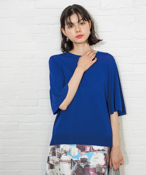 OPAQUE.CLIP(オペークドットクリップ)の「◆《6color》クールタッチフレアスリーブニット【洗濯機洗い可/UVケア/接触冷感/抗ピル】(ニット/セーター・レディース・ブラック/ブルー系その他/ライトベージュ/ダークブラウン系2/スモーキーグリーン系/ベージュ系その他5・40/38/42/36)」の18枚目の写真