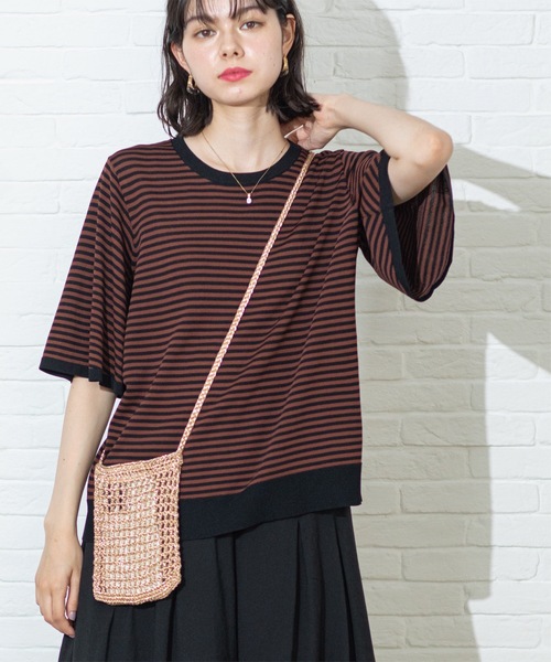 OPAQUE.CLIP(オペークドットクリップ)の「◆《6color》クールタッチフレアスリーブニット【洗濯機洗い可/UVケア/接触冷感/抗ピル】(ニット/セーター・レディース・ブラック/ブルー系その他/ライトベージュ/ダークブラウン系2/スモーキーグリーン系/ベージュ系その他5・40/38/42/36)」の14枚目の写真