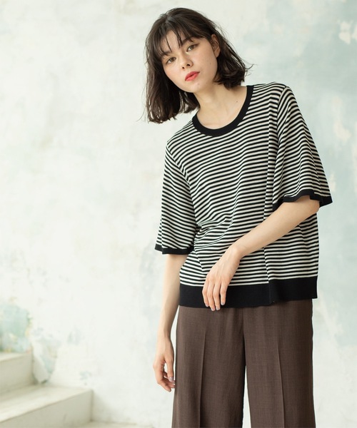 OPAQUE.CLIP(オペークドットクリップ)の「◆《6color》クールタッチフレアスリーブニット【洗濯機洗い可/UVケア/接触冷感/抗ピル】(ニット/セーター・レディース・ブラック/ブルー系その他/ライトベージュ/ダークブラウン系2/スモーキーグリーン系/ベージュ系その他5・40/38/42/36)」の8枚目の写真