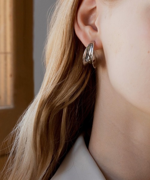 セール】〈LOINE〉メタル パール ビッグ フープ ピアス（ピアス