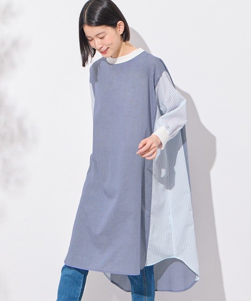 Viola e Viola(ヴィオラエヴィオラ)の「ストライプ切替ワンピース(ワンピース・レディース・ブラック/ブルー・MEDIUM/LARGE)」の2枚目の写真