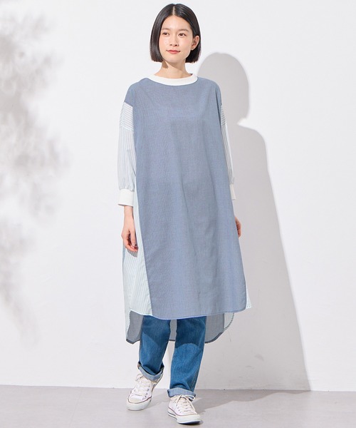 Viola e Viola(ヴィオラエヴィオラ)の「ストライプ切替ワンピース(ワンピース・レディース・ブラック/ブルー・MEDIUM/LARGE)」の8枚目の写真