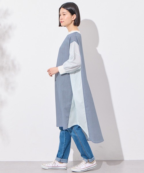 Viola e Viola(ヴィオラエヴィオラ)の「ストライプ切替ワンピース(ワンピース・レディース・ブラック/ブルー・MEDIUM/LARGE)」の13枚目の写真