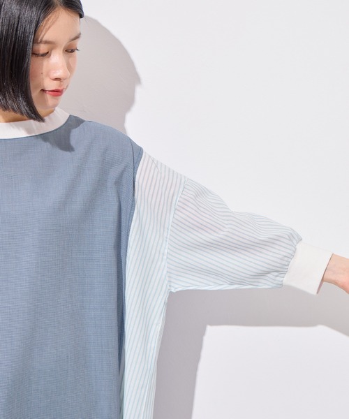 Viola e Viola(ヴィオラエヴィオラ)の「ストライプ切替ワンピース(ワンピース・レディース・ブラック/ブルー・MEDIUM/LARGE)」の12枚目の写真