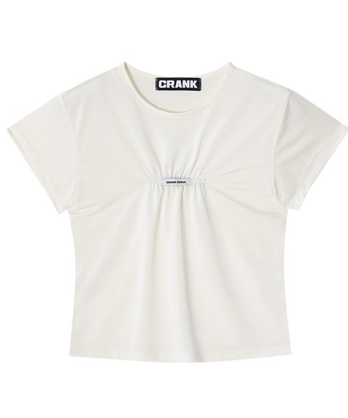 Lace Shirring Apron CRANK 韓国 美品 A'GEM/9 × .kom 『CRANK/クランク』 GLOSSY SHIRRING LOGO TOP