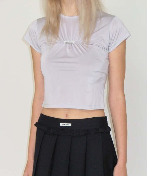 CRANK(クランク)の「A'GEM/9 × .kom 『CRANK/クランク』 GLOSSY SHIRRING LOGO TOP/グロッシーシャーリングロゴトップス(Tシャツ/カットソー・レディース・ブルー/アイボリー/シルバー・FREE)」の9枚目の写真