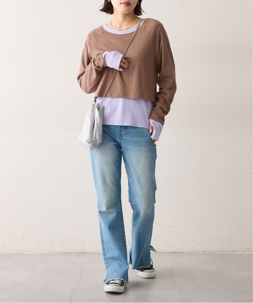 CIAOPANIC TYPY（チャオパニックティピー）の「カラーレイヤードシアーリブラグラントップス（Tシャツ/カットソー・レディース・オフホワイト/ブラウン/レッド/ネイビー・ONE SIZE）」の20枚目の写真
