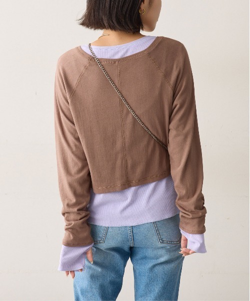 CIAOPANIC TYPY（チャオパニックティピー）の「カラーレイヤードシアーリブラグラントップス（Tシャツ/カットソー・レディース・オフホワイト/ブラウン/レッド/ネイビー・ONE SIZE）」の18枚目の写真