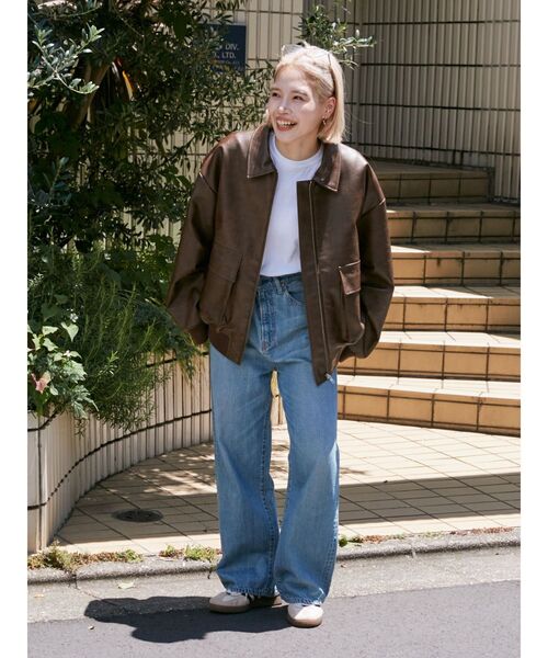 Ungrid（アングリッド）の「フェイクレザーブルゾン（ブルゾン・レディース・ブラウン/ブラック・FREE）」の4枚目の写真