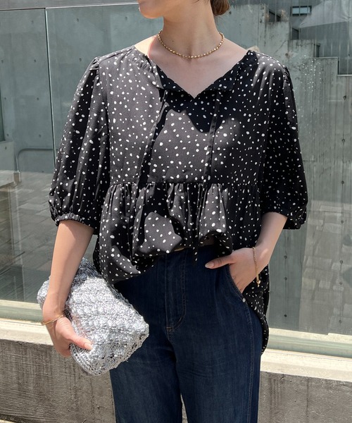 un dix cors（アンディコール）の「変形ドット2WAYチュニック（シャツ/ブラウス・レディース・ホワイト/ブラック・FREE）」の14枚目の写真