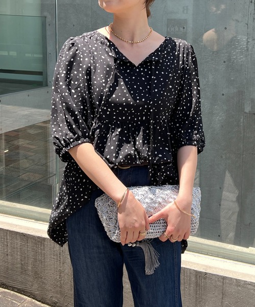 un dix cors（アンディコール）の「変形ドット2WAYチュニック（シャツ/ブラウス・レディース・ホワイト/ブラック・FREE）」の15枚目の写真