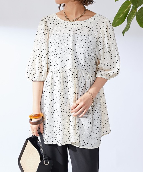 un dix cors（アンディコール）の「変形ドット2WAYチュニック（シャツ/ブラウス・レディース・ホワイト/ブラック・FREE）」の5枚目の写真