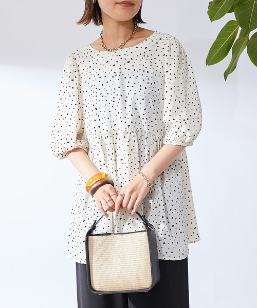 un dix cors（アンディコール）の「変形ドット2WAYチュニック（シャツ/ブラウス・レディース・ホワイト/ブラック・FREE）」の8枚目の写真