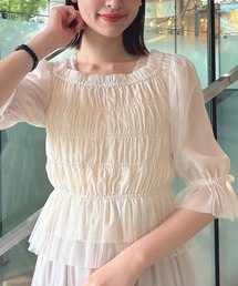 F i.n.t | シャーリングチュールプルオーバーブラウス/F&A(シャツ/ブラウス)