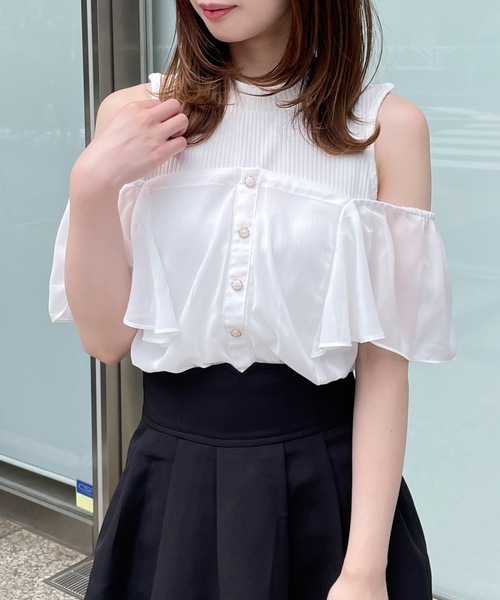 abc une face(アーベーセーアンフェイス)の「2WAYドッキングカットソー(Tシャツ/カットソー・レディース・ブラック/ホワイト/ホワイト系その他/パープル系その他/ブルー系その他/グレー/ブラック系その他・FREE)」の2枚目の写真