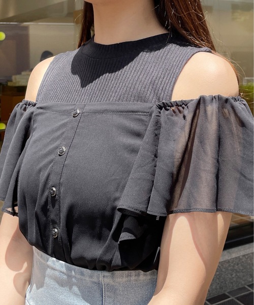 abc une face(アーベーセーアンフェイス)の「2WAYドッキングカットソー(Tシャツ/カットソー・レディース・ブラック/ホワイト/ホワイト系その他/パープル系その他/ブルー系その他/グレー/ブラック系その他・FREE)」の16枚目の写真