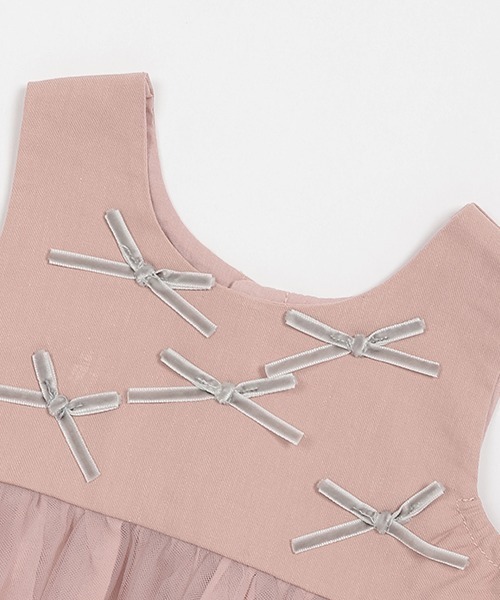 petit main（プティマイン）の「リボンつきチュールOPセット（セットアップ・キッズ・ライトグレー/ライトピンク/アイボリー・70cm/80ｃｍ）」の7枚目の写真