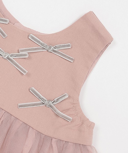 petit main（プティマイン）の「リボンつきチュールOPセット（セットアップ・キッズ・ライトグレー/ライトピンク/アイボリー・70cm/80ｃｍ）」の8枚目の写真