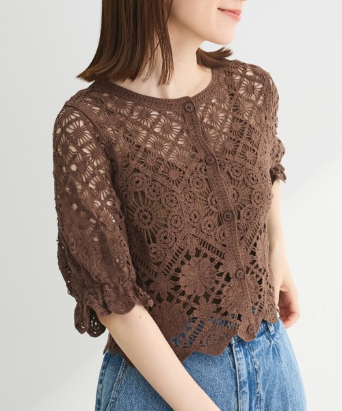 Sugar spoon（シュガースプーン）の「・SUGAR　SPOON　2wayクロシェカーディガン（カーディガン/ボレロ・レディース・アイボリー/ブラック/ブラウン/モカ・FREE）」の3枚目の写真