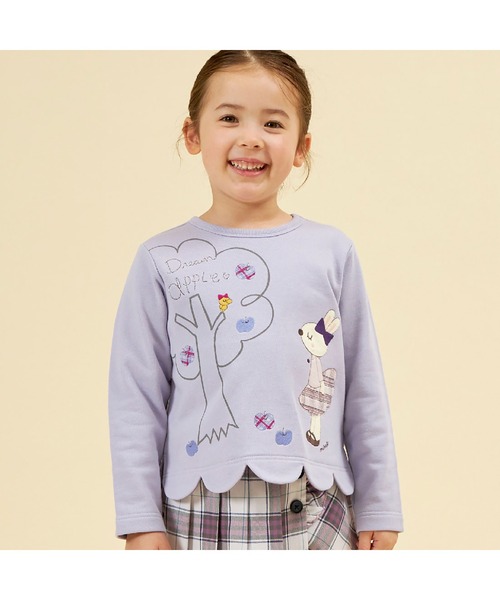 【セール】うさぎりんごアップリケスカラップトレーナー(80～140)（その他トップス）｜KP（ケーピー）