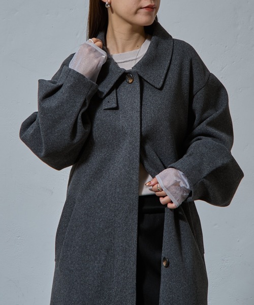 COLONY 2139（コロニートゥーワンスリーナイン）の「ベルト付ボリューム袖ステンカラーコート（ステンカラーコート・レディース・ブラック/チャコールグレー/ブラウン・FREE）」の12枚目の写真