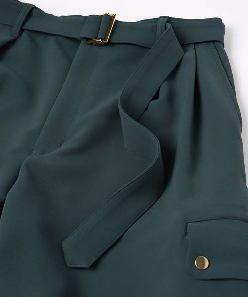 CULLNI（クルニ）の「24-AW-024 / Stretch 2Way Double Cloth  2 Tuck Cargo Pants with Long Belt（カーゴパンツ・メンズ・ブラック/ブルーグリーン/アッシュブラウン・1/2/0）」の6枚目の写真