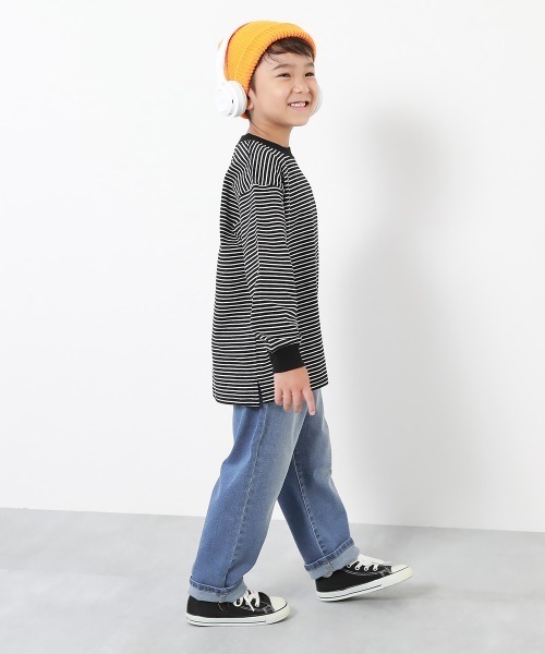 devirock（デビロック）の「楽デニム ルーズストレートパンツ（デニムパンツ・キッズ・ワンウォッシュ/ブルー系9/サックスブルー系1・100cm/110cm/120cm/130cm/140cm/150cm/160cm）」の4枚目の写真