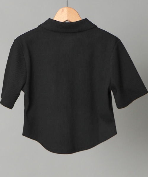 GORGE(ゴージ)の「《リブ素材×ZIPデザイン》レディース ショート丈 カーディガン ポケット付き 半袖 春夏秋(カーディガン/ボレロ・レディース・ブラック/オフホワイト/ベージュ/グレー・F)」の13枚目の写真