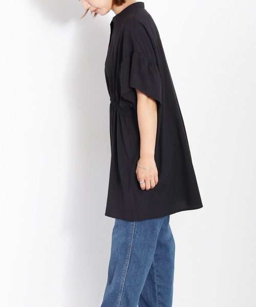 cepo（セポ）の「バンドカラーギャザーオーバーシャツ（シャツ/ブラウス・レディース・ブラック/オフホワイト/グリーン・M）」の18枚目の写真