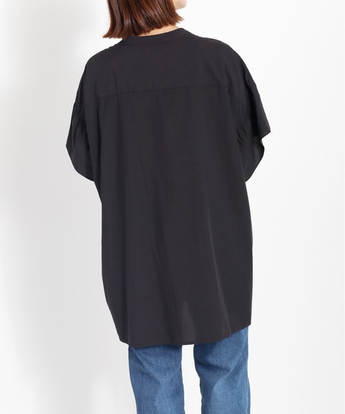 cepo（セポ）の「バンドカラーギャザーオーバーシャツ（シャツ/ブラウス・レディース・ブラック/オフホワイト/グリーン・M）」の19枚目の写真