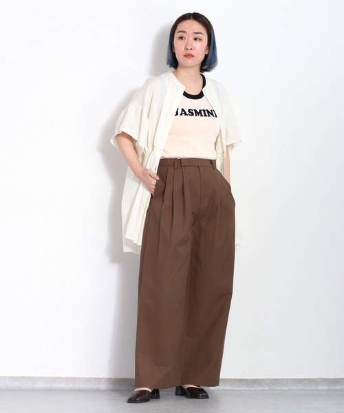 cepo（セポ）の「バンドカラーギャザーオーバーシャツ（シャツ/ブラウス・レディース・ブラック/オフホワイト/グリーン・M）」の15枚目の写真