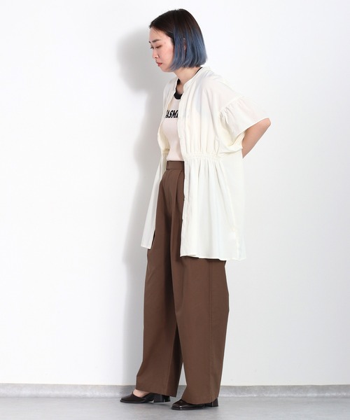 cepo（セポ）の「バンドカラーギャザーオーバーシャツ（シャツ/ブラウス・レディース・ブラック/オフホワイト/グリーン・M）」の16枚目の写真