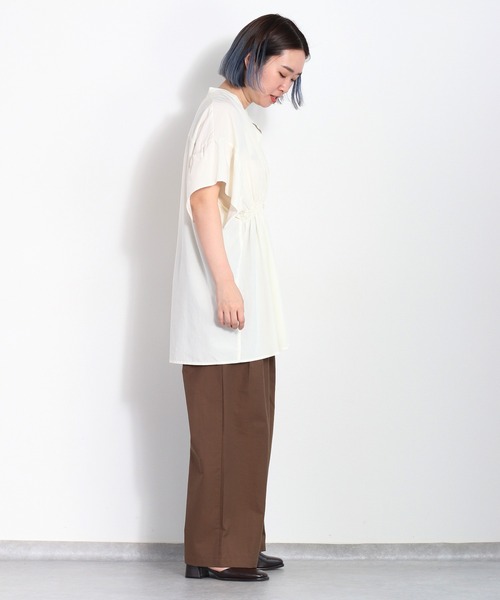 cepo（セポ）の「バンドカラーギャザーオーバーシャツ（シャツ/ブラウス・レディース・ブラック/オフホワイト/グリーン・M）」の12枚目の写真