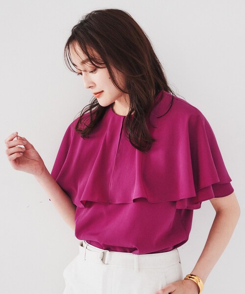 【セール】【二の腕カバー/パウダータッチ】ケープデザインブラウス（シャツ/ブラウス）｜UNTITLED（アンタイトル）